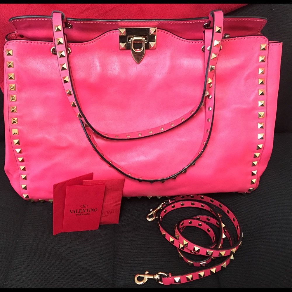 Authentic Valentino Garavani Rockstud Tote, Pink
